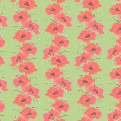 Алые маки на зеленом фоне