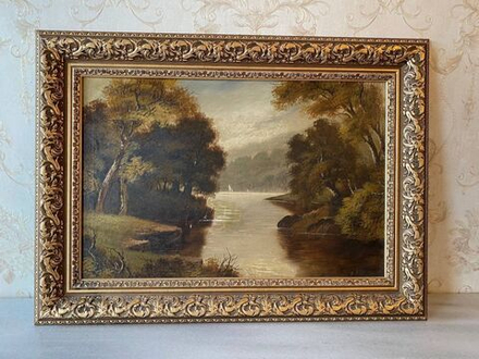 Антикварная картина «Европейский пейзаж»