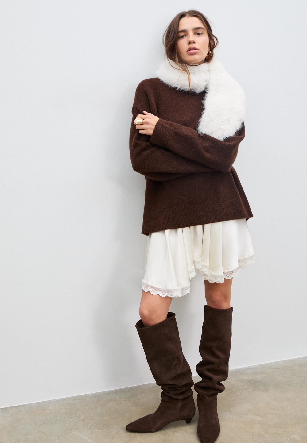 STRADIVARIUS Шарф из искусственного меха, экрю