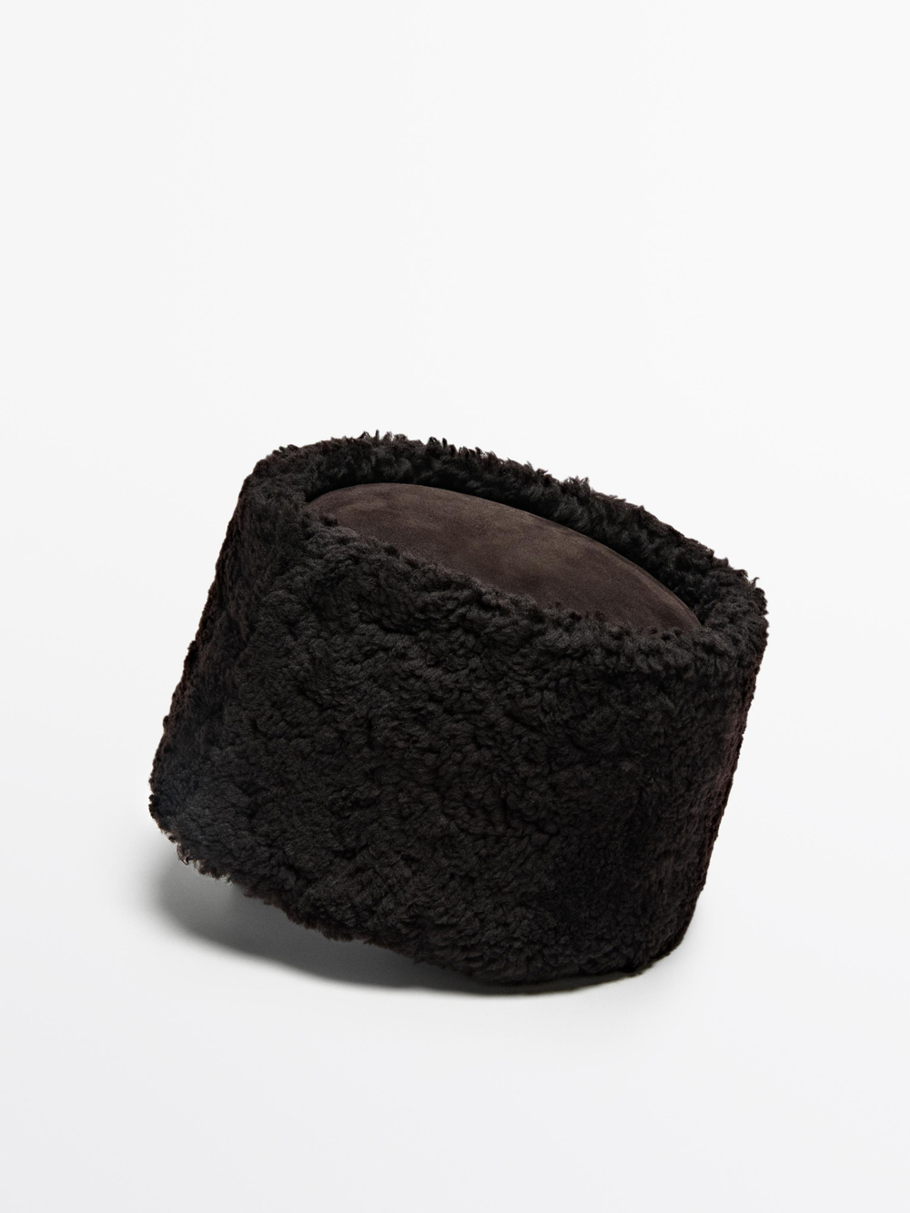 Massimo Dutti Шапка из дубленой кожи, коричневый