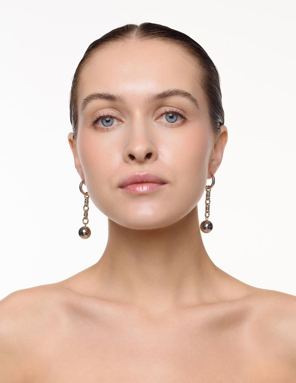 Серьги "Silver Ball" Bicolor