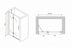 Душевая дверь Abber Zart 90 AG08090 профиль Хром стекло прозрачное