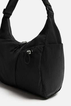 ZARA СУМКА ИЗ ВЫСОКОТЕХНОЛОГИЧНОЙ ТКАНИ С КАРМАНАМИ, ЧЕРНЫЙ