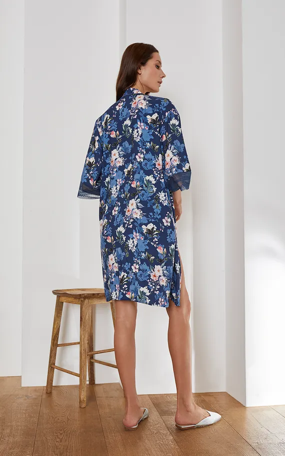 Халат 56418 Синий цветы