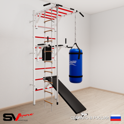 Шведская стенка Sv Sport усиленная 6552 (Турник рукоход/Брусья/Скамья/Канат/Лестница/Цепь/Мешок 22кг)