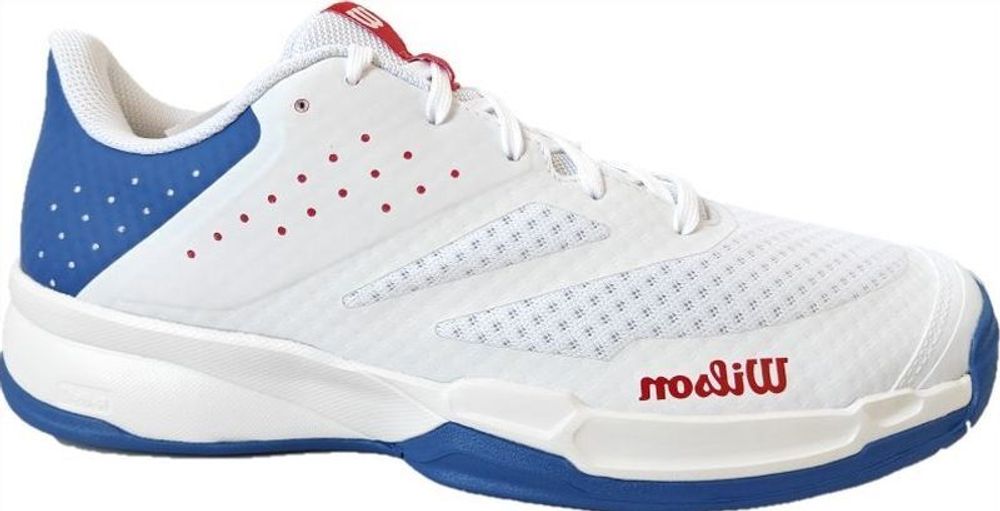 Мужские кроссовки теннисные Wilson Kaos Stroke 2.0 - white/deep vivid blue/wilson red