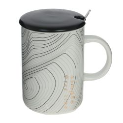 GAEM Кружка с крышкой и ложкой, 400 мл, L12 W8 H11,5 см, 4в.