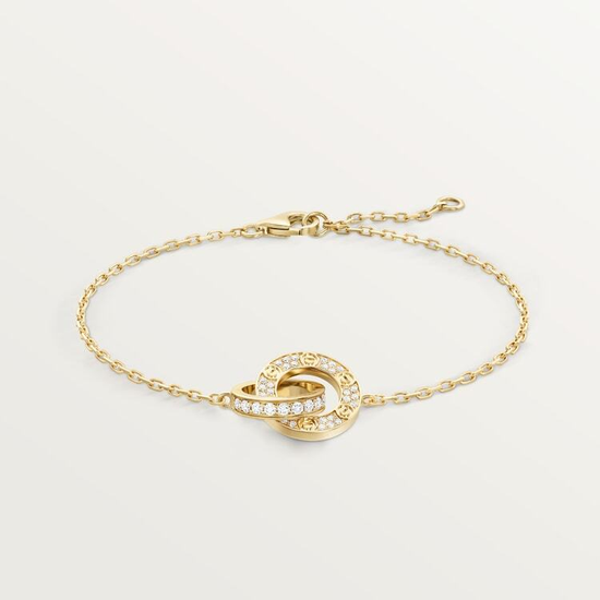 Cartier LOVE bracelet, on chain, paved in yellow gold