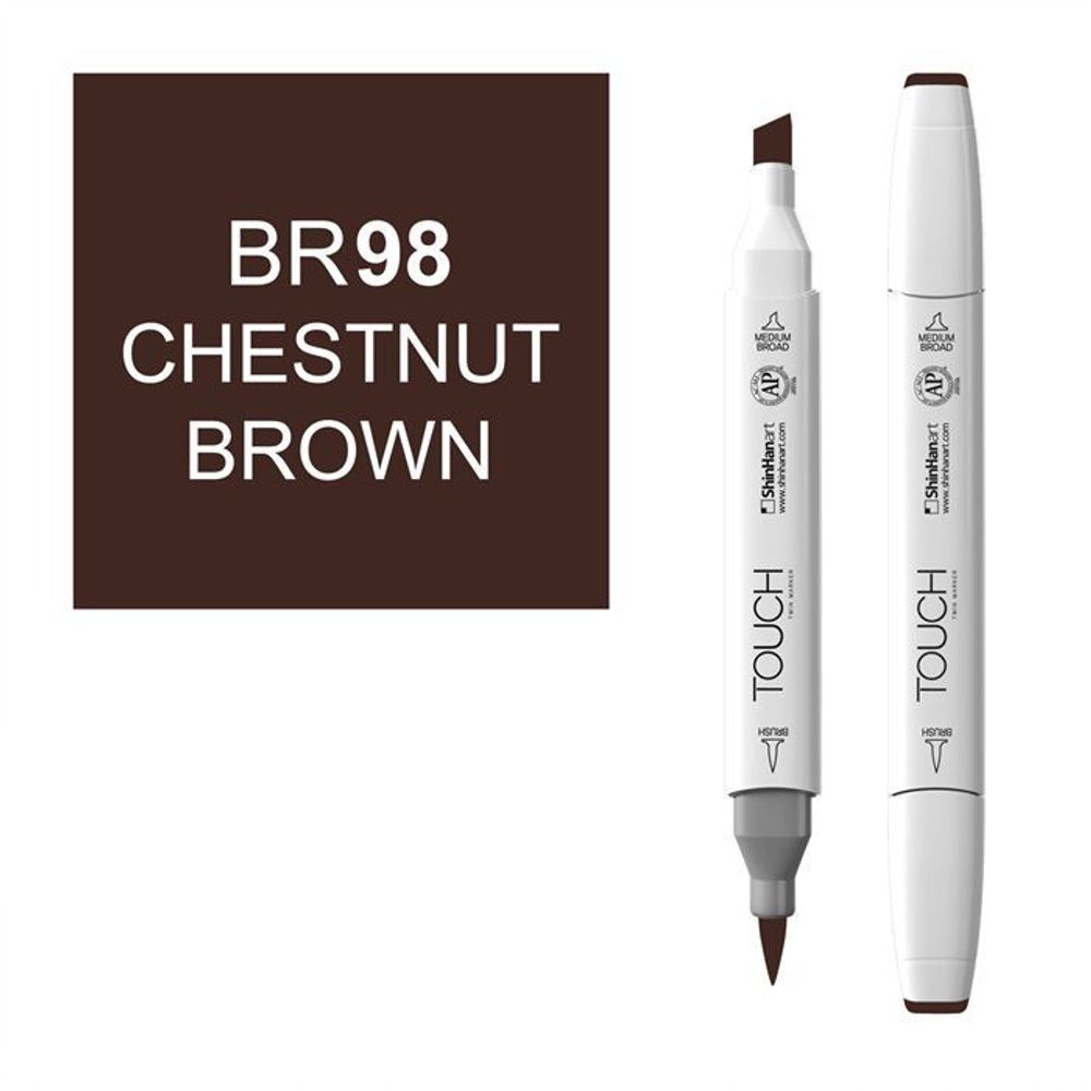 Маркер TOUCH  BRUSH на спирт.основе, два пера цв.BR98 каштановый