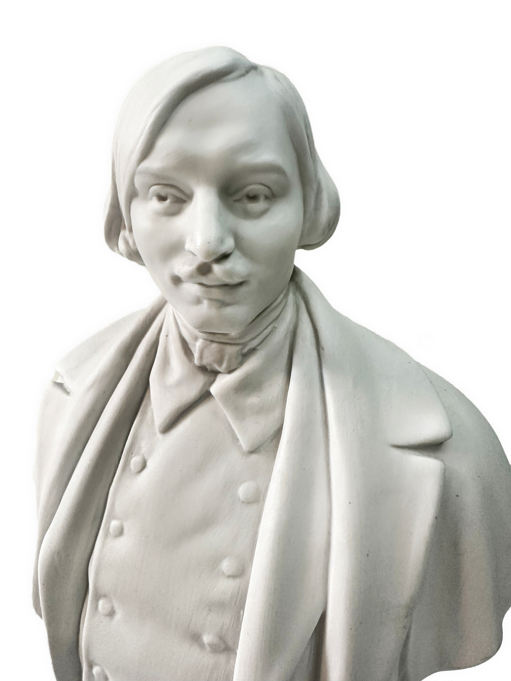 Скульптор  В.Б. Пинчук (1908-1987). Николай Васильевич Гоголь. Фарфоровый бюст. Бисквит. ЛФЗ.