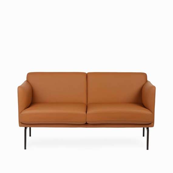 Двухместный диван Bisq 156 см, коричневая кожа