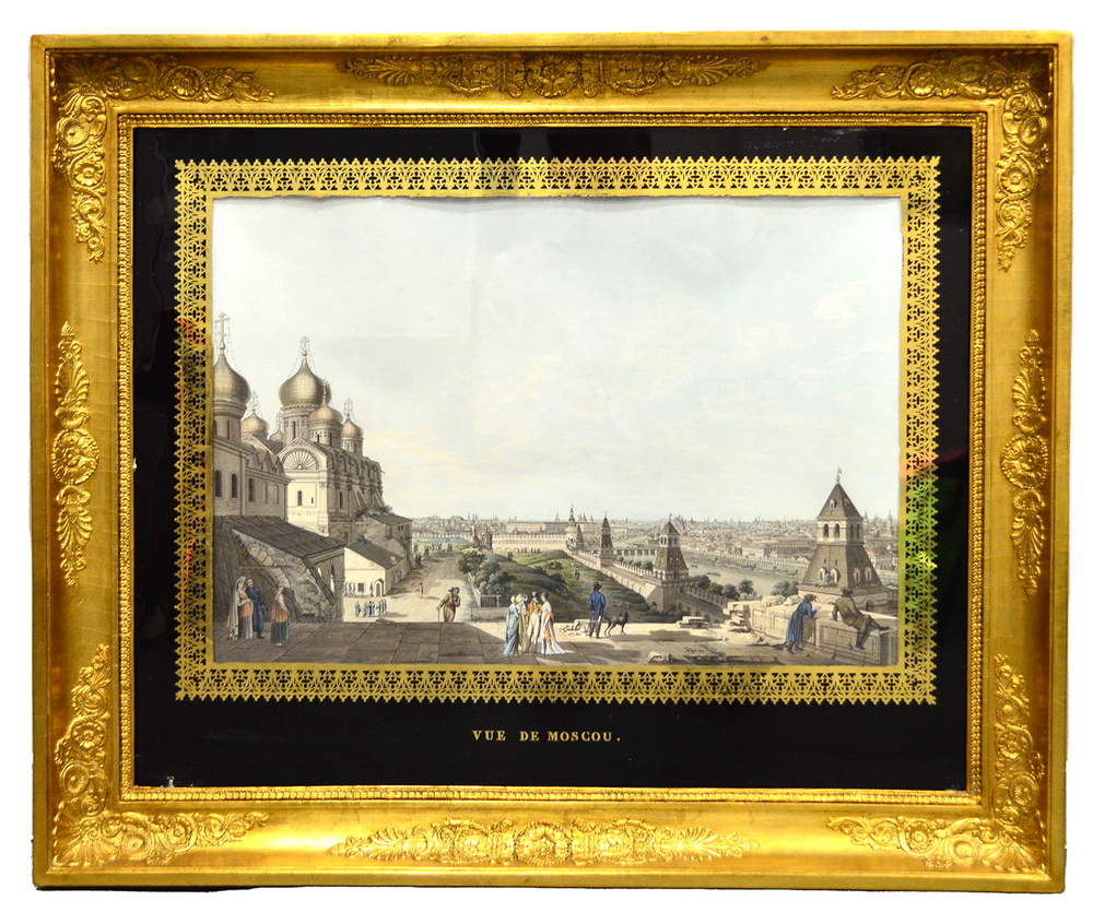 Хаммер К. Г. Вид на Москву (Vue de Moscou). Гравюра на металле, акварель. Дрезден. 1807