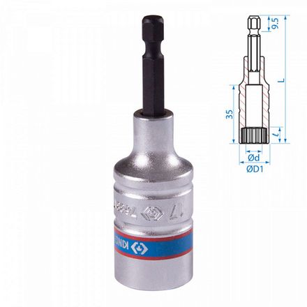 Цена на KING TONY (76B817M) Головка для шуруповерта двенадцатигранная 1/4", 17 мм, L = 80 мм