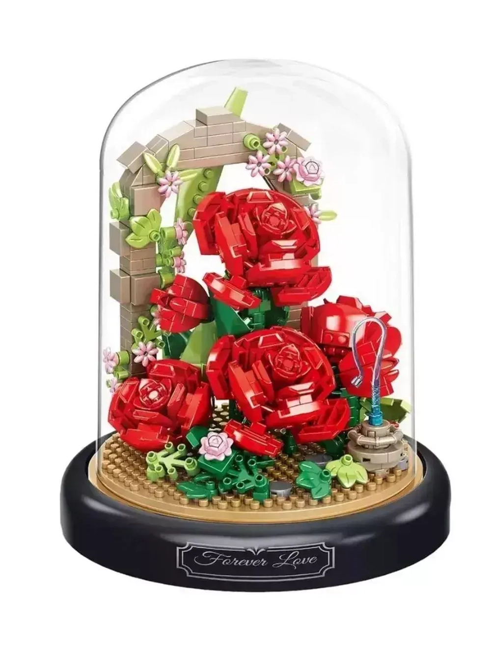 Конструктор Цветы Красные розы в колбе 574 детали