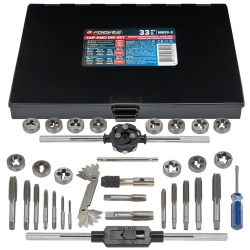 Набор метчиков и плашек 33пр.(метрич+дюйм)(М3х0.5,М4х0.7,М5х0.8,М6х1.0,М8х1.25,М10х1.5,М12х1.75,1/4,5/16,3/8,7/16,1/2,1/8-28,1/4-19),в метал.кейсе Forsage F-M033-3