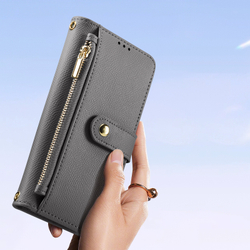 Чехол кошелек с MagSafe из TPU кожи серого цвета от Dux Ducis для iPhone 16, серия Lawa Series Case