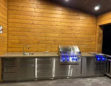 Тумба для встраиваемого винного шкафа 60 см, нержавеющая сталь, 90x70x61 см, Ontario, KuhniGrill