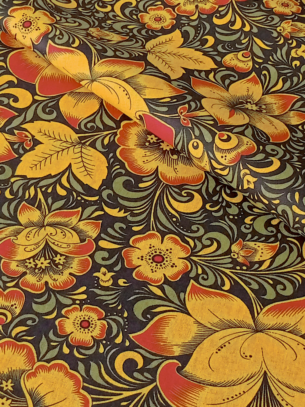 Ткань бязь плательная, рис. "Хохлома", ширина 150 см, арт. 34.1