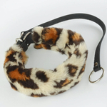 Леопардовый меховой ошейник с кожаным поводком (Цвет: леопард)