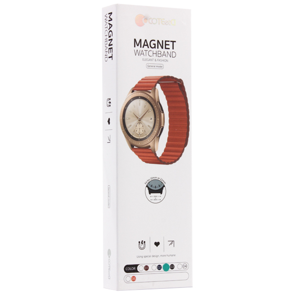 Ремешок COTEetCI W46 Magnet Leather Band (WH5281-OR) для Watch 22мм Orange Оранжевый