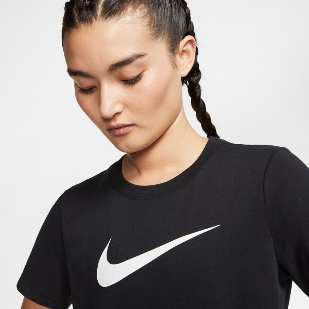 Женская футболка теннисная Nike Dry Tee DFC Crew W - black/black/heather/white