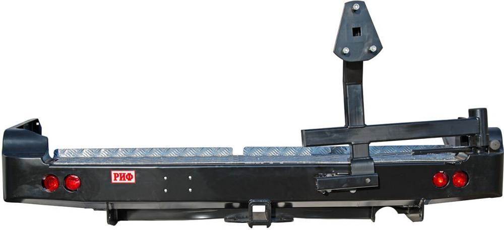 Бампер силовой задний Toyota Land Cruiser 105 с квадратом под фаркоп, калиткой и фонарями РИФ