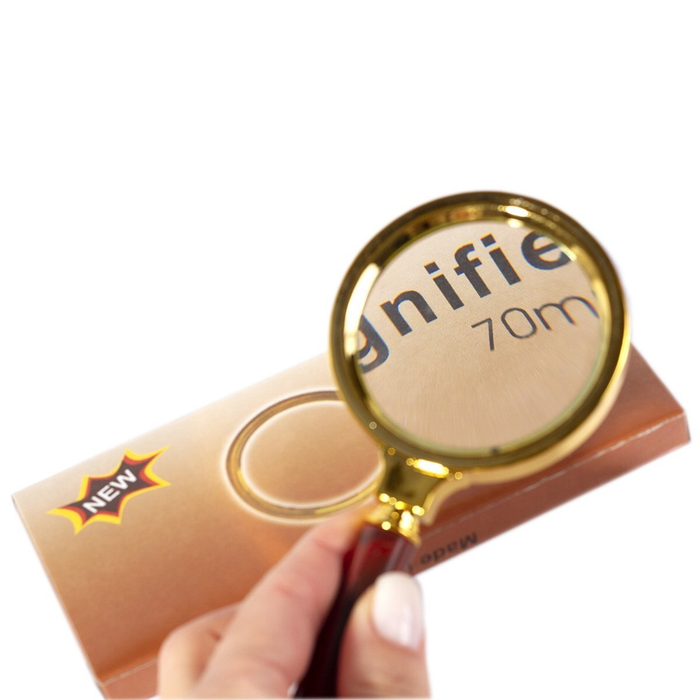 Лупа Alingar, 70 мм, 5-тикратное увеличение, пластиковый обод, пластиковый держатель, картонная упаковка