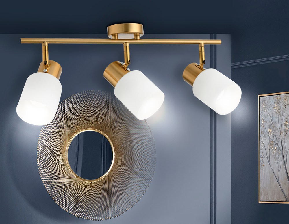 Настенно-потолочный спот TR3972/3 BS/FR латунь/белый матовый  E27*3 max 40W 460*80*140