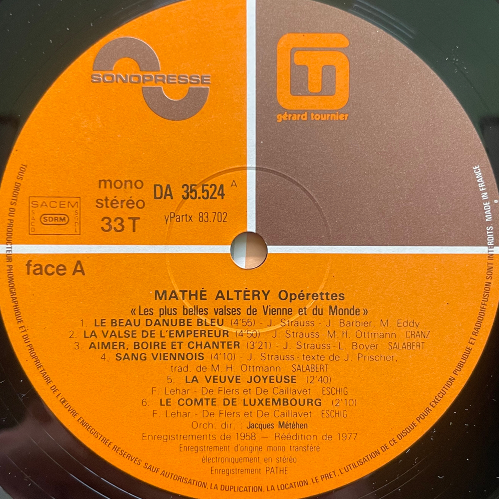 Mathé Altéry ‎– Operettes 2LP (Франция 1977г.)