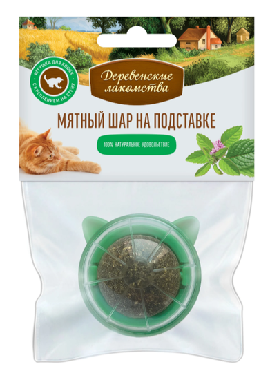 Деревенские лакомства Мятный шар на подставке с липучкой, 26 гр