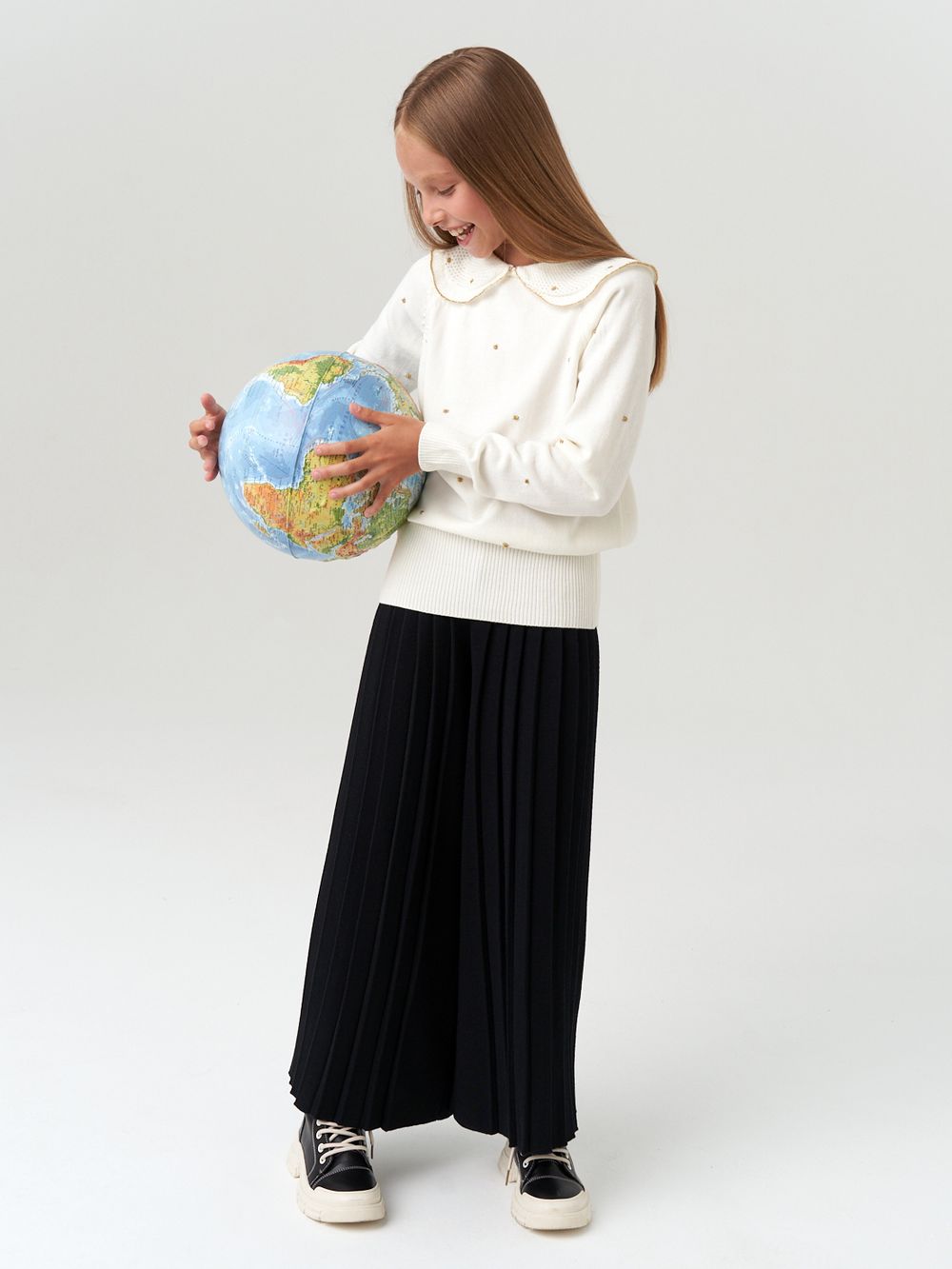 Джемпер для девочки с длинным рукавом AT977-1 молочный