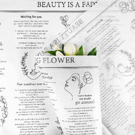 Бумага тишью "Английская газета" 50*70см Черная надпись на белом (20л)