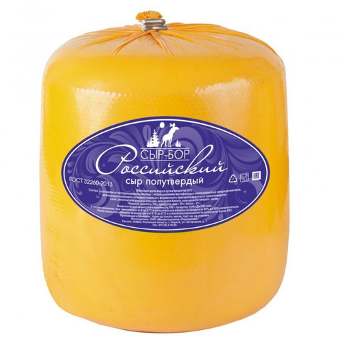 Сыр Российский 50% Сыр-Бор брус Порховский МСЗ