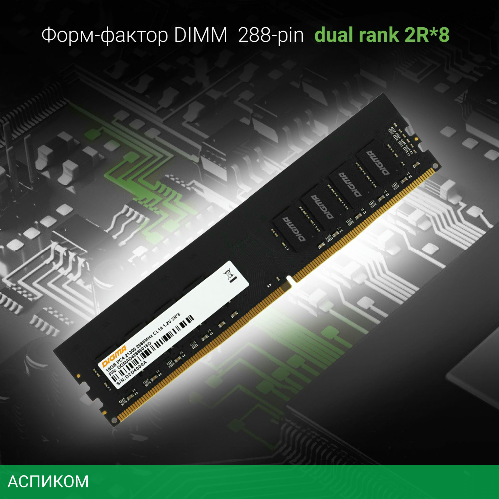 Оперативная память Digma DDR4 16Gb 2666MHz (DGMAD42666016D)
