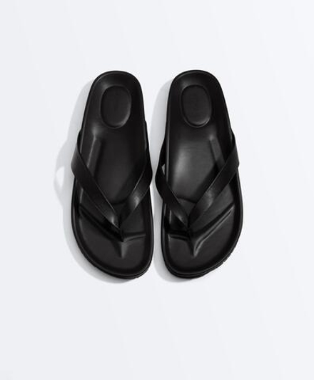 OYSHO Плоские сандалии с ремешками, черный