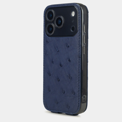 Чехол для iPhone 17 Pro - кожа страуса, синий