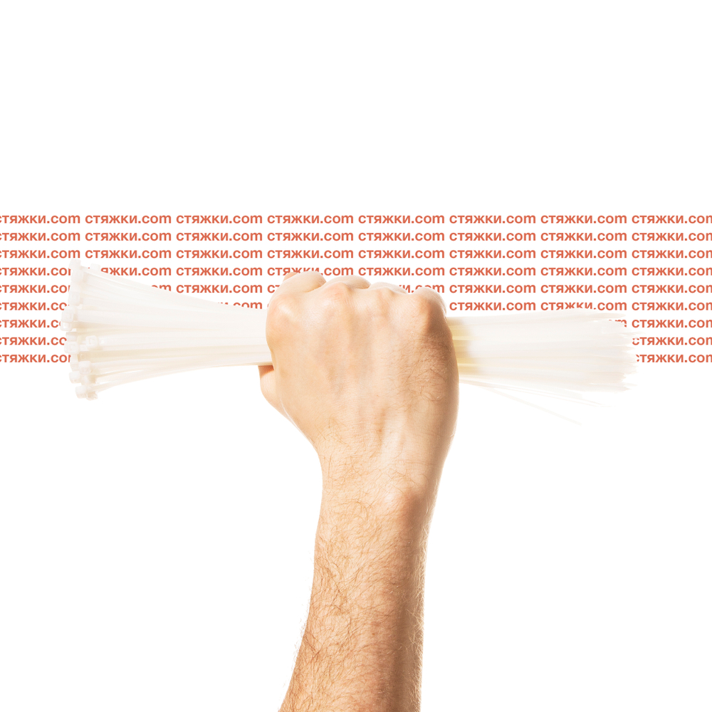 Стяжка - хомут кабельная нейлоновая КСС 4х300 белые — 100 шт/уп