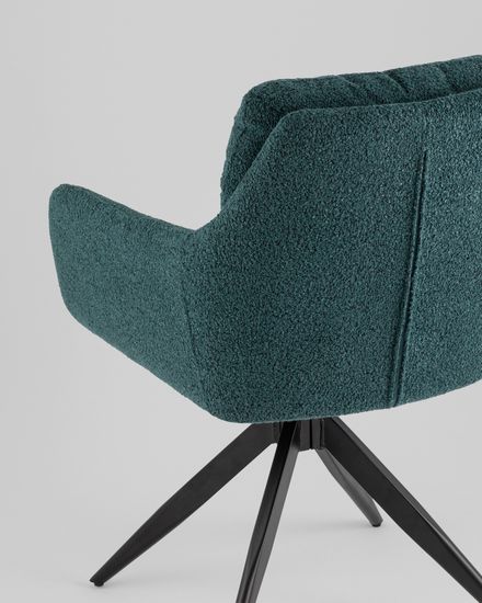 Стул обеденный поворотный Amy сине-зеленый букле