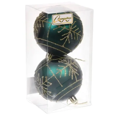 Новогодние шары «Сияние» 8 см (набор 2 шт), Изумруд