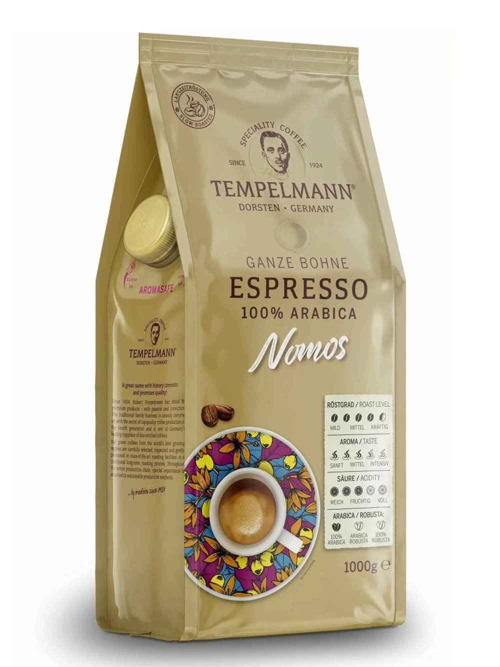Кофе в зернах Tempelmann Caffe Crema Nomos, 1 кг (Темпельман)