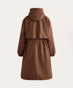 Oysho Водонепроницаемый длинный плащ с подкладкой FELLEX® AEROGEL 10K, коричневый