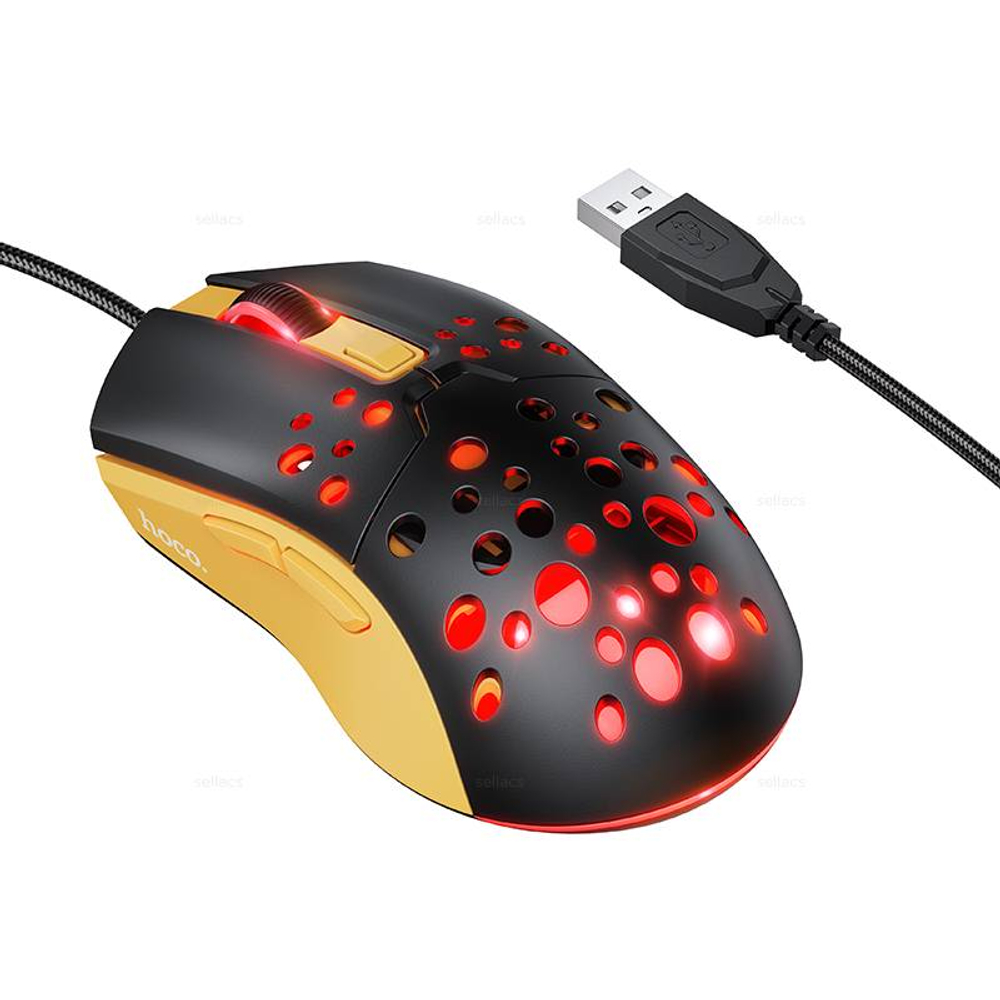 Игровая мышь с подсветкой Hoco GM51 (black＆yellow)