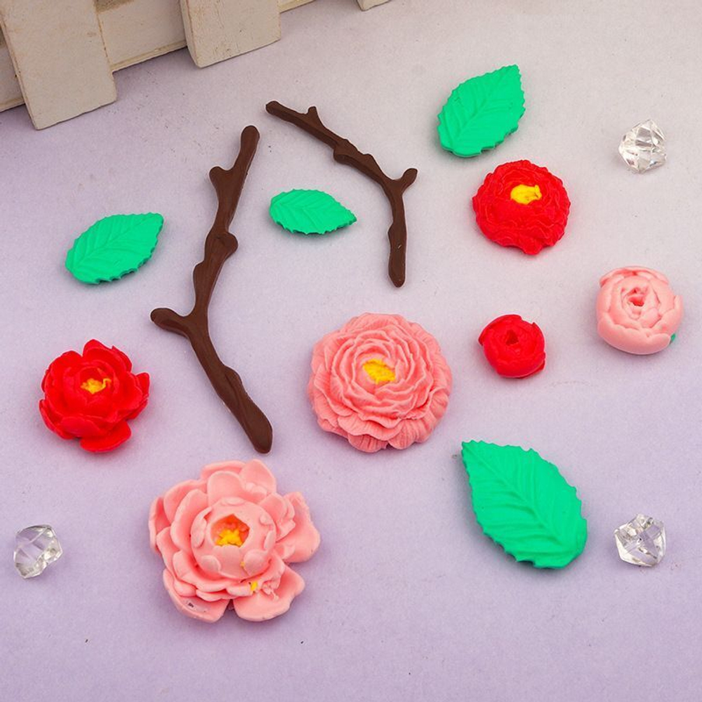 Молд силиконовый для творчества " Японский цветок 2" диаметр молда 9 см / Форма для мыла, воска, гипса и полимерной глины