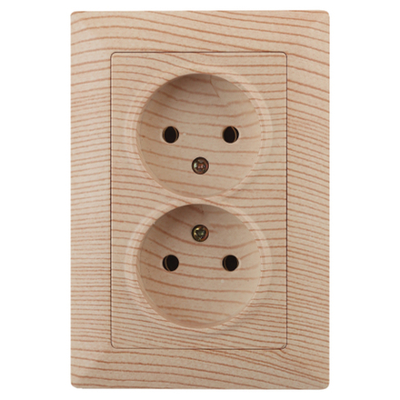 Розетка Intro Solo 4-204-11 без заземления двойная 2х2P 16А-250В IP20 СУ сосна