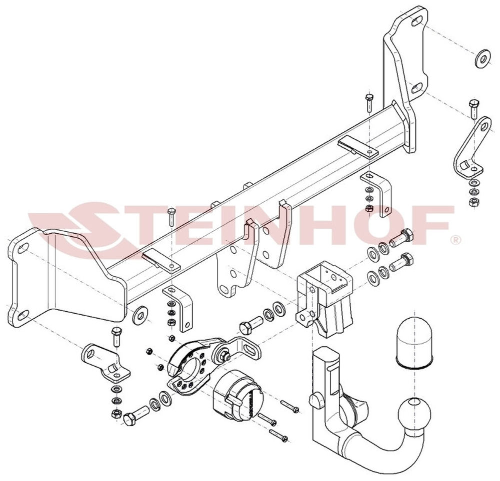 Фаркоп Steinhof B-093 для BMW X3 G01 2017-, BMW X3 F25 2010-2017, BMW X4 F26 2014-2018(паспорт и сертификат в комплекте)(без электрики)