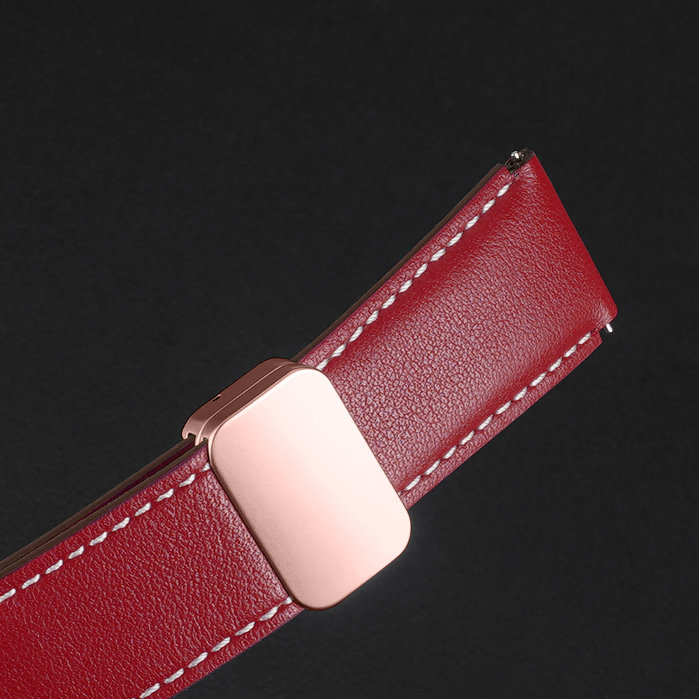 Ремешок из натуральной кожи красного цвета для смарт часов Samsung Galaxy Watch 45 и 46мм (размер крепления 22мм), серия YA Series от Dux Ducis