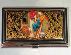 Визитница "Подарок строителю" (роспись Палех)