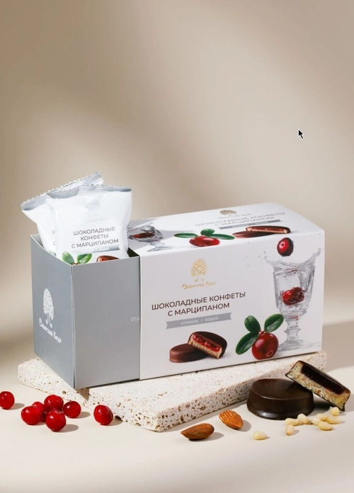 Шоколадные конфеты с марципаном / Клюква-водка / 220 г / ТМ Сибирский кедр