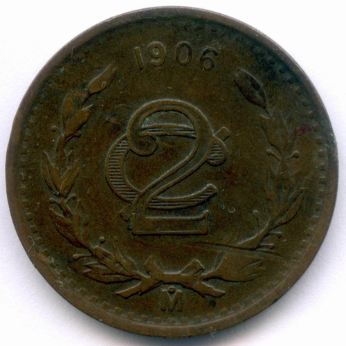 2 сентаво 1906 год. Мексика. Бронза VF