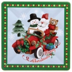 Банка жестяная 9*9*9см «Дед Мороз на машине»